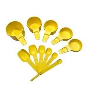 Vintage Tupperware Measuring Cups & Spoons Sets Yellow Nesting Stacking